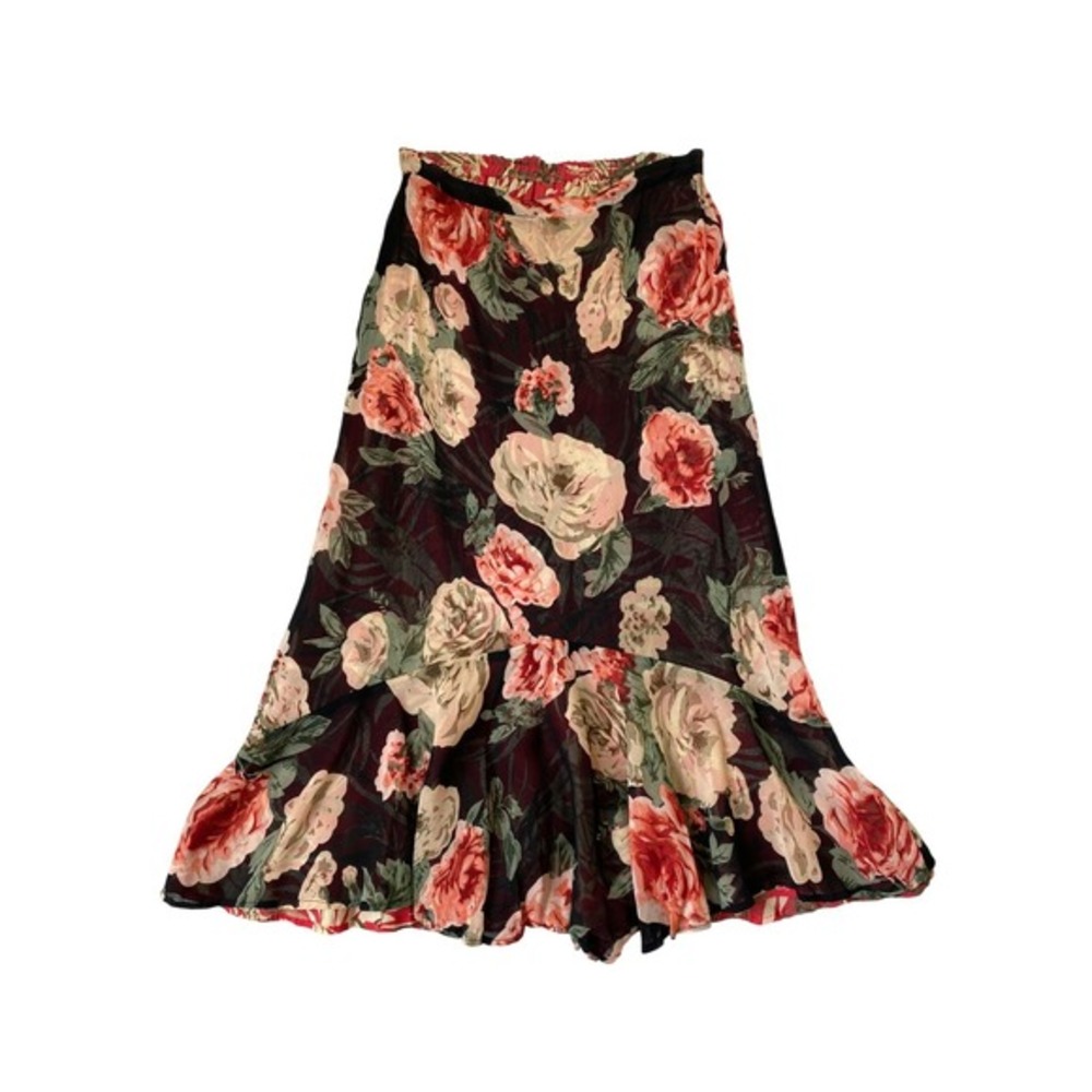 Sarah Arizona Romantic Cottagecore Reversible Dark Floral Midi Skirt Women LP - Picture 5 of 11